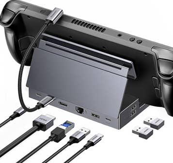 Ugreen 9 -in -1 steam dock, with different cables can be connected to it.