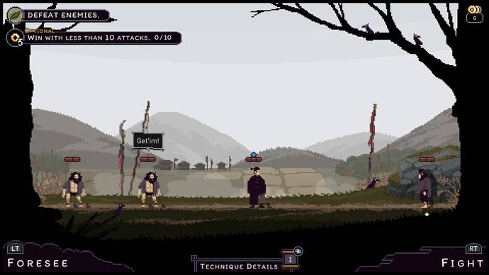 Three goats face players on a flat field, with hills rolling in the back.