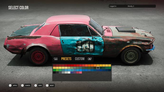Players draw their pink and blue cars in a game menu with the display palette.