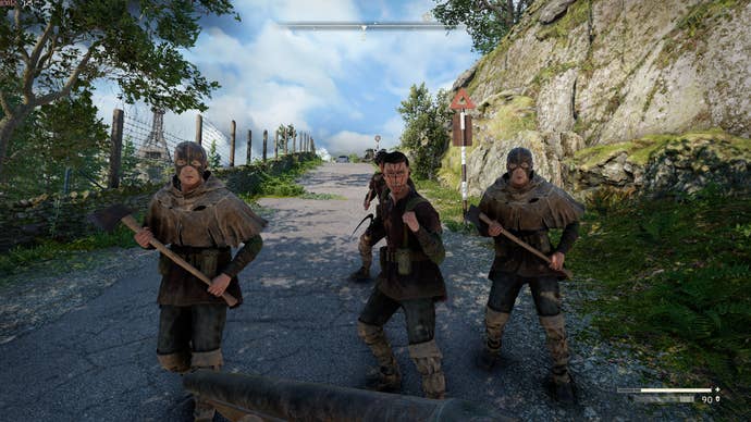 A group of people worshiping Druid attacks on the path in Atomfall.