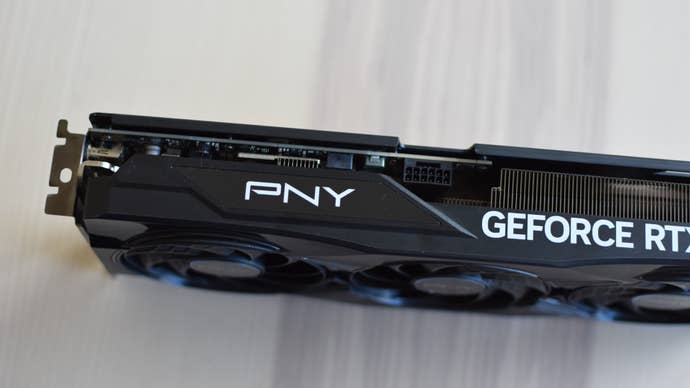 A look on the PNY GeForce RTX 5070 OC, including its power connector.