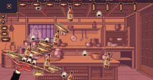 The path of the tray is a service that the waiter is inspired by Ghibli-feel