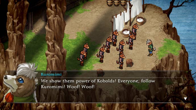 Kobold prepares the war in Sukoden 1 Remastered.