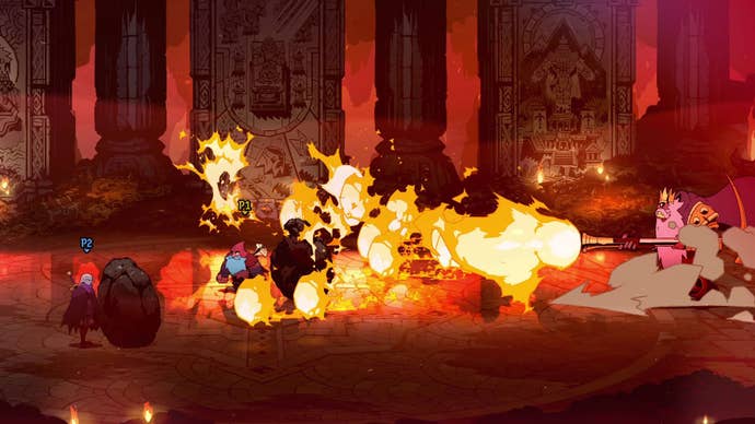 The polishing of a spark shot at two players, placing his hall on fire.
