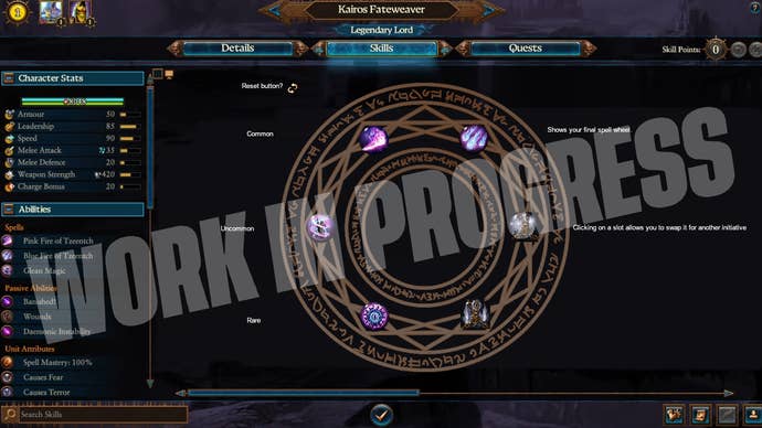 A menu during the process for Total War: Warhammer 3 Kairos Fateeaver shows a new 6.1 Spellcasting patch.