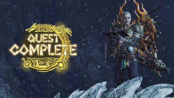 Players stand on the top of an invisible, complacent monster, with words 