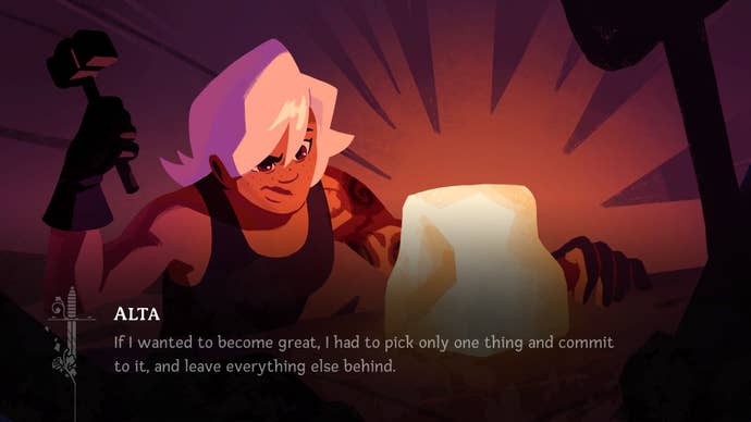 Alta explained her reason for not wanting the blacksmith, because she recalled a glowing steel block.