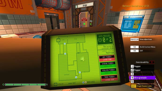 Players refer to a map on a green screen device on their arms.