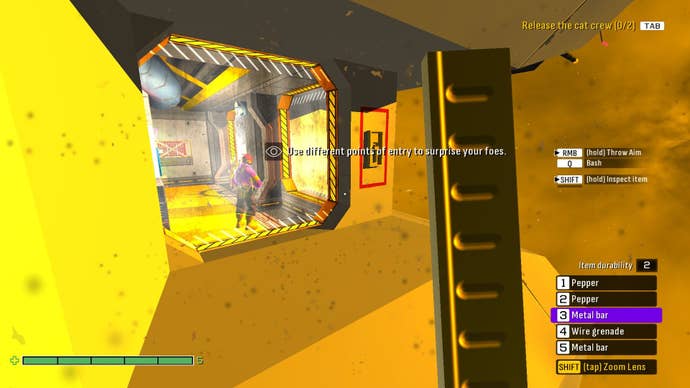 Players wait outside the ship with an iron bar ready to smash the window.