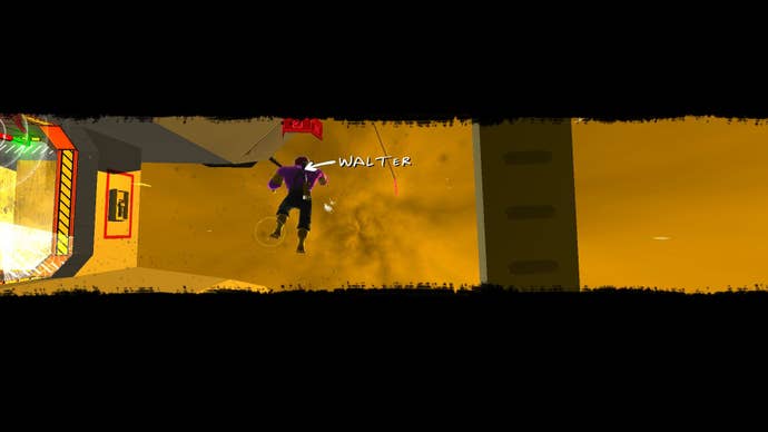 An enemy named Walter emerged the space after being sucked out of the broken window.