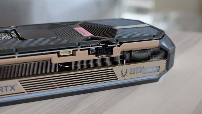 Power connection port on game GeForce RTX 5070 Ti Amp Exfinity game