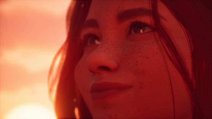 Swann's face in super close -up, lit up by Golden Hour Sun, in Lost Records: Bloom & Rage.