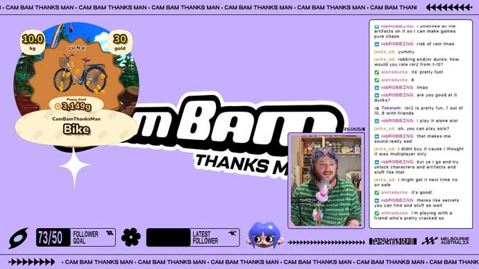 A streamer shows Lurkbait fishing minigame on Twitch.
