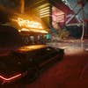 A street scene in Cyberpunk 2077 without and rays or tracing the path.