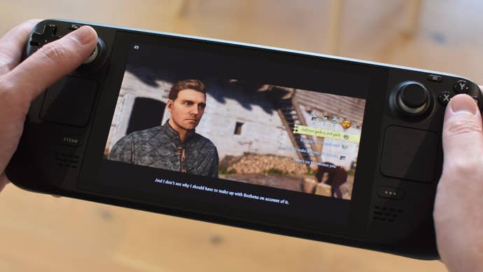 A conversation at Kingdom Come: Deliveryance 2, running on a Steam floor.