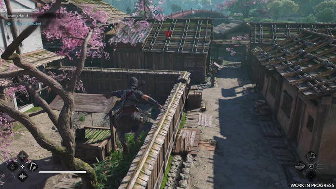 Naoe Parkours on traditional Japanese fences and roofs.