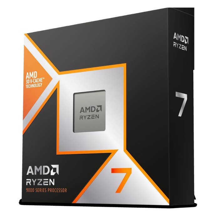 AMD Ryzen 7 9800x3D 8 core, 16 -stranded desktop processor on white background