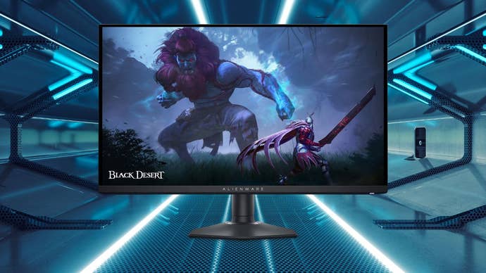 Alienware AW2725DF OL-OLED gaming screen on the platform of SCI FI connection station
