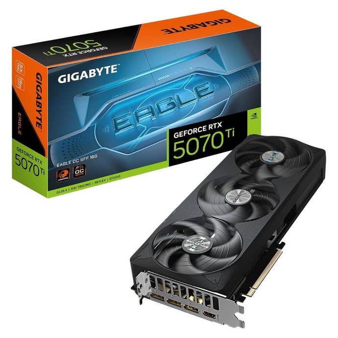 GIGABYTE GeForce RTX 5070 Ti Eagle OC SFF 16g graphics card on white background
