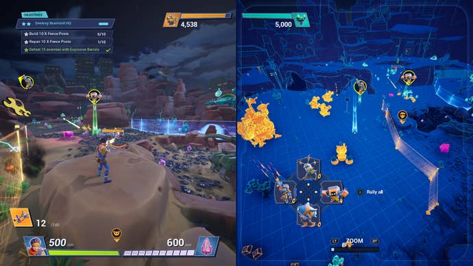 A divided screen shows real -time interfaces and strategies in the 'N Clawz chip compared to Brainioids.