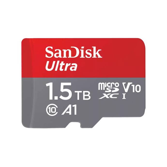Sandisk Ultra microSD with SD - 1.5TB converter on white background