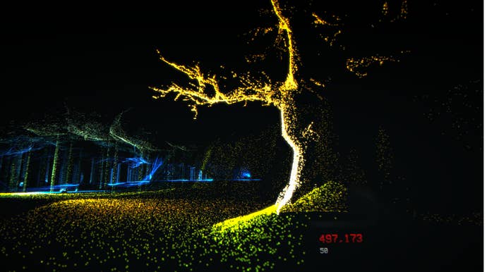 3D images of a tree view from behind to show it "hollow"From Lidar Discovery Program