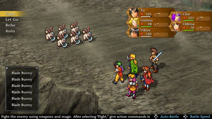 Fight with some rabbits in Sukoden 1.
