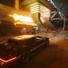 A street scene in Cyberpunk 2077 with tracking.