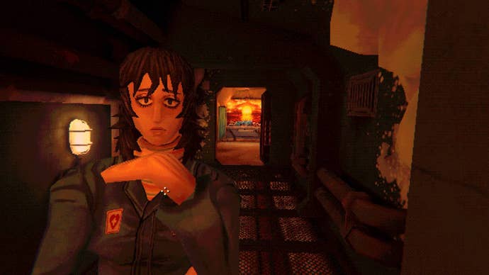 Anya stood worried in a corridor, because the curly on the stretcher was in the back.