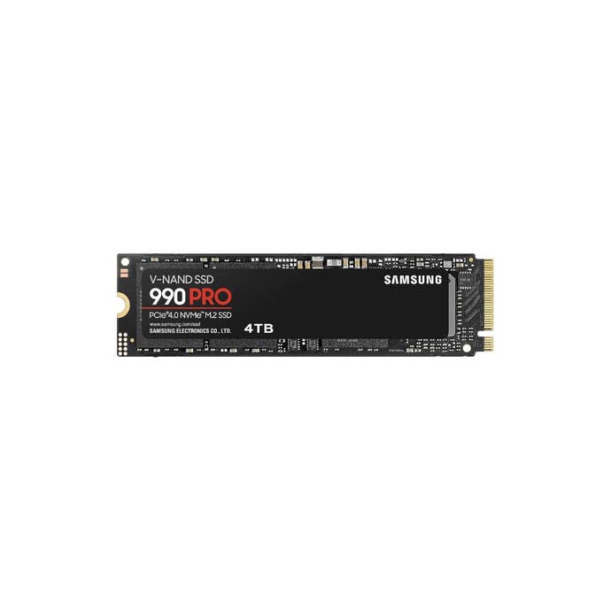 Samsung 990 Pro SSD 4TB on white background