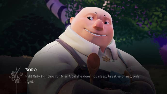 A round man, a man named Boro explained in Wanderstop that Ms. Alta only fought.